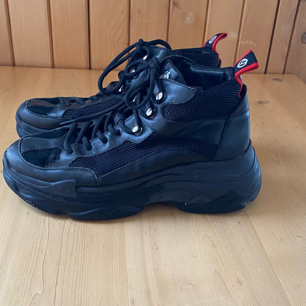 Black High-Top Platform Sneakers